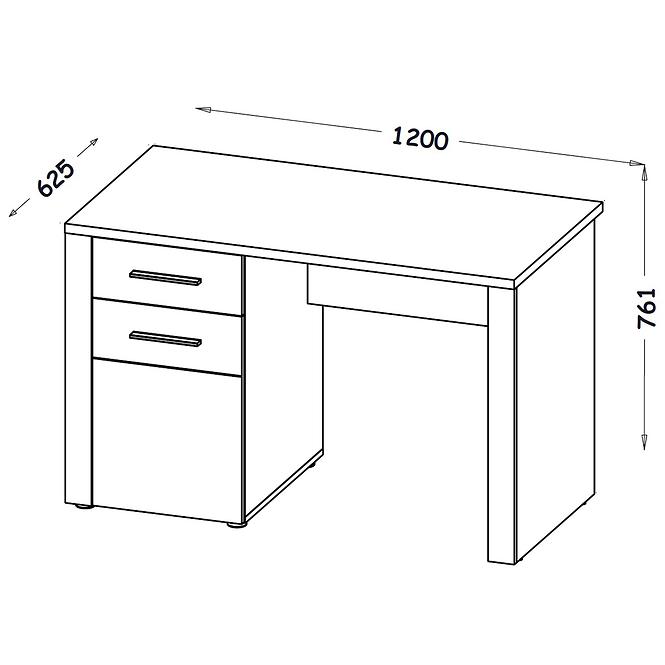 Písací stôl Smart 05 dub wotan/betón