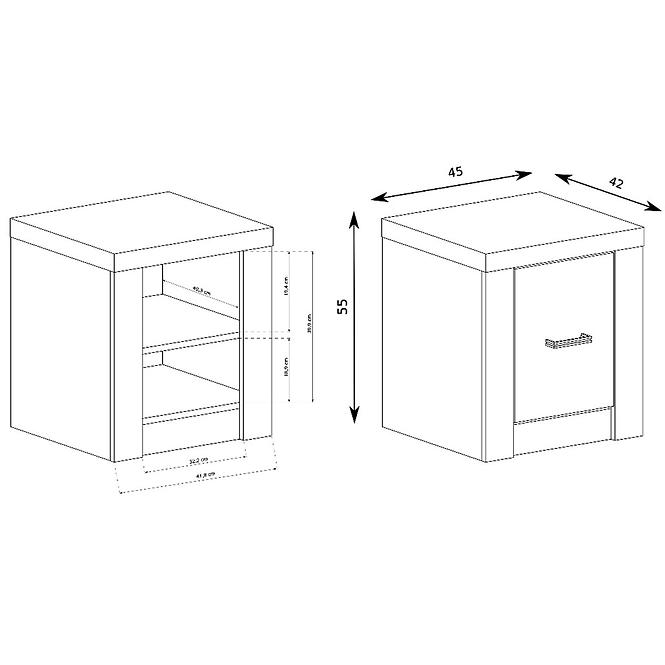 Nočný stolík Indianapolis I24 tmavý popol