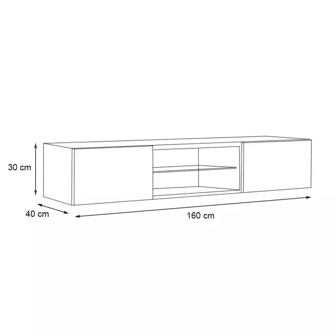 TV stolík Fly 33 čierna/biely+ LED
