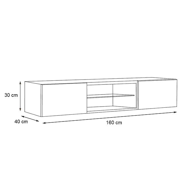 TV stolík Fly 33 čierna/biely+ LED