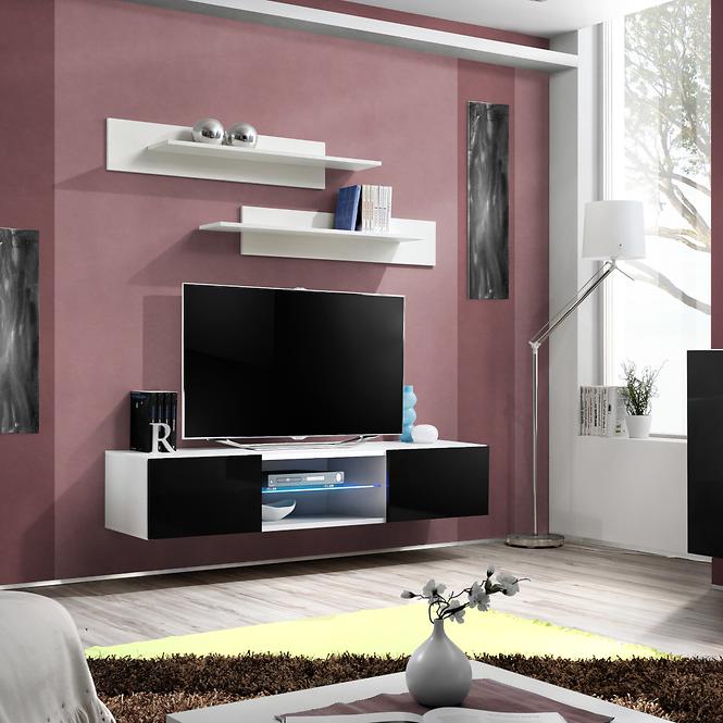 TV stolík Fly 33 čierna/biely+ LED