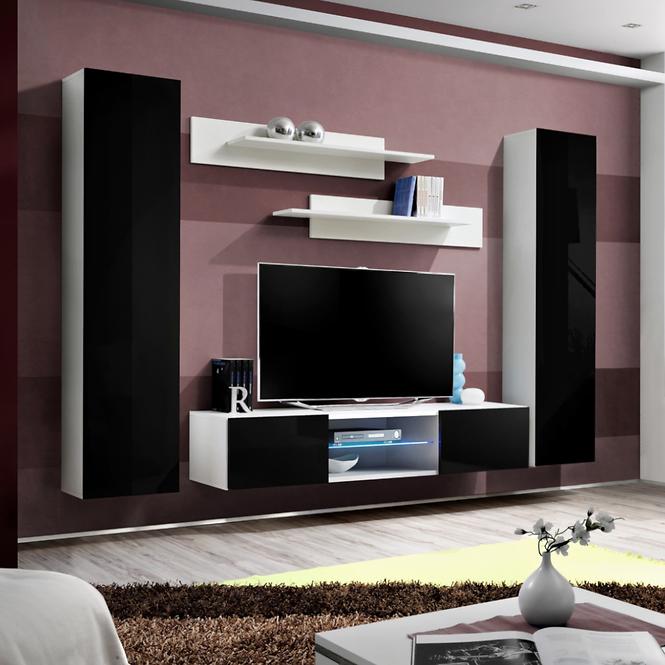 TV stolík Fly 33 čierna/biely+ LED