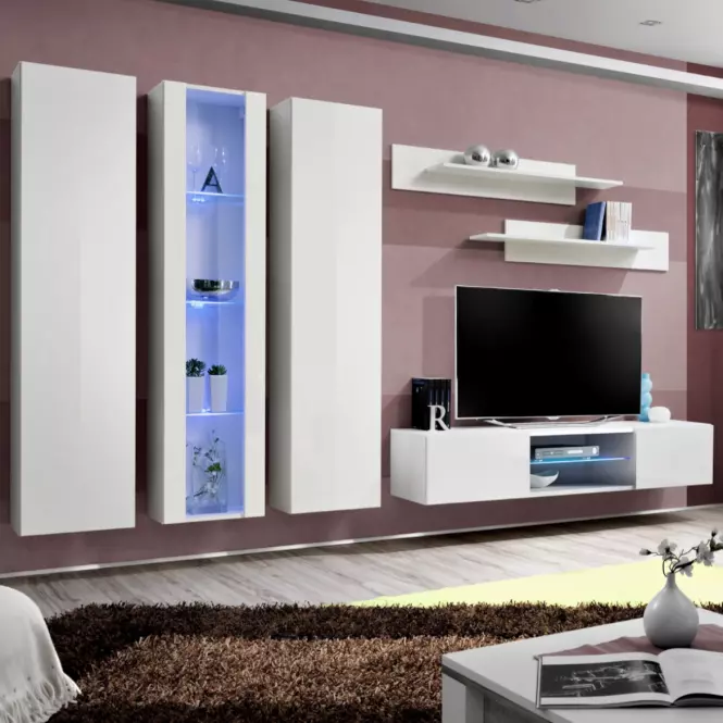 TV stolík Fly 33 biely + LED