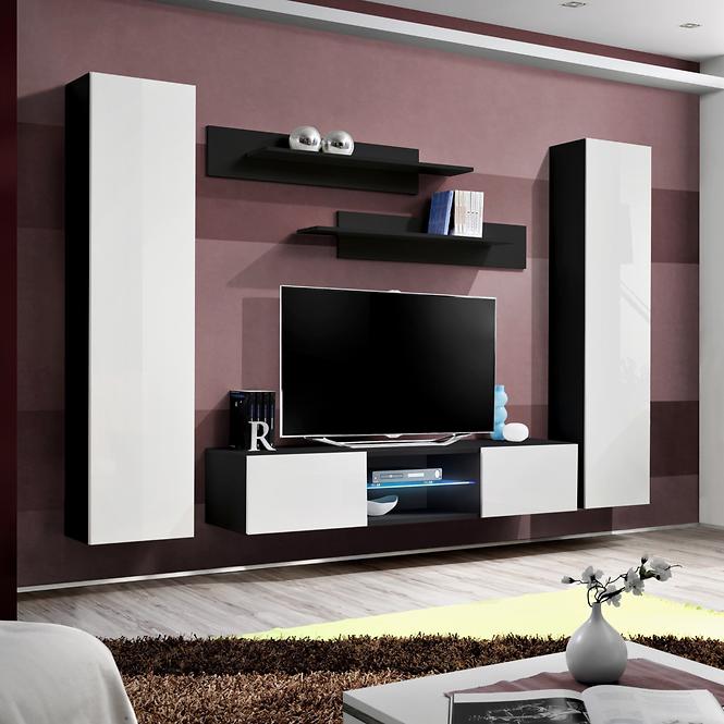 TV stolík Fly 33 biely/čierna + LED