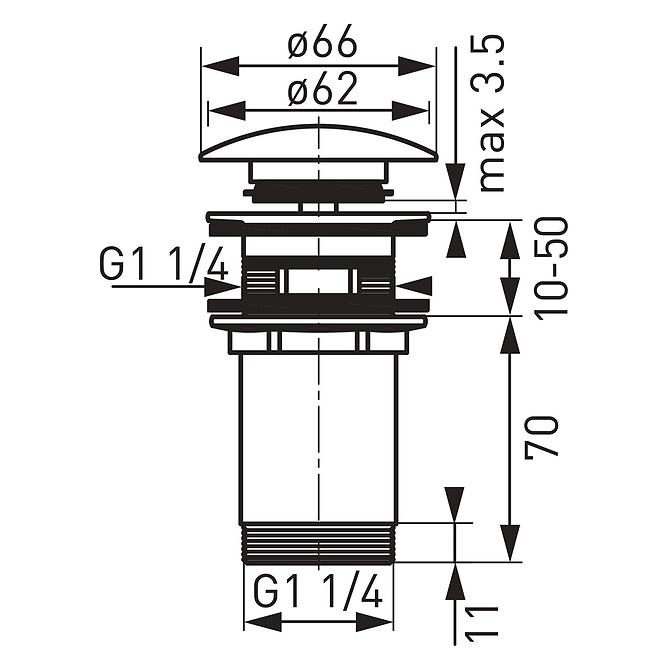 Vypúšťací ventil okrúhly veľký Rotondo s prietokom G 5/4 čierny