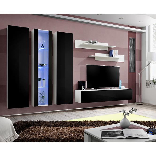 Vitrína Fly 41+Sklo čierna/biely +LED,4