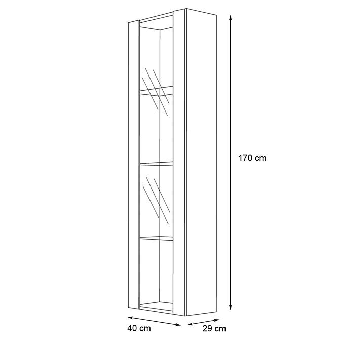 Vitrína Fly 41+Sklo biely/čierna +LED,2