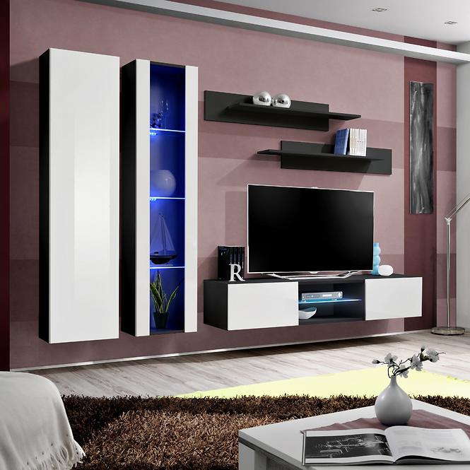 Vitrína Fly 41+Sklo biely/čierna +LED,6