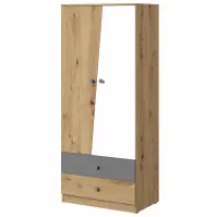 Skriňa Naxos 80 cm – dub artisan/sivý mat, dvojdverová, zásuvky