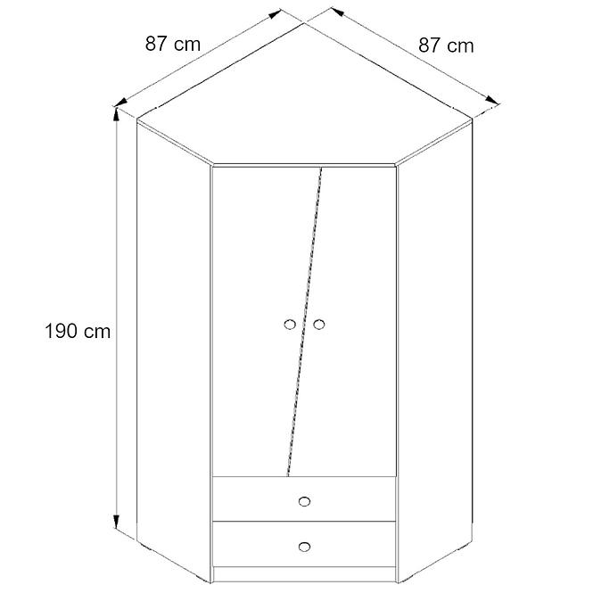 Skriňa rohová Nero 02  87 – Biely Lesk