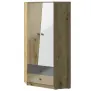 Rohová skriňa Nero 87 cm – dub artisan/sivý lesk, dvojdverová, zásuvky