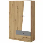 Skriňa Naxos 120 cm – dub artisan/sivý mat, trojdverová, zásuvky