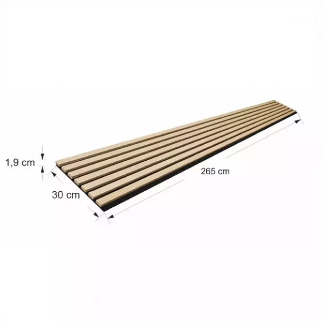 Akustické panely lamelove  3d na plsti Natural fornir 19x300x2650mm
