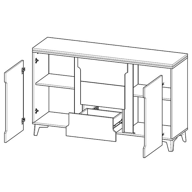 Komoda Gappa 2d3s Horský popol/brilantná biela,3