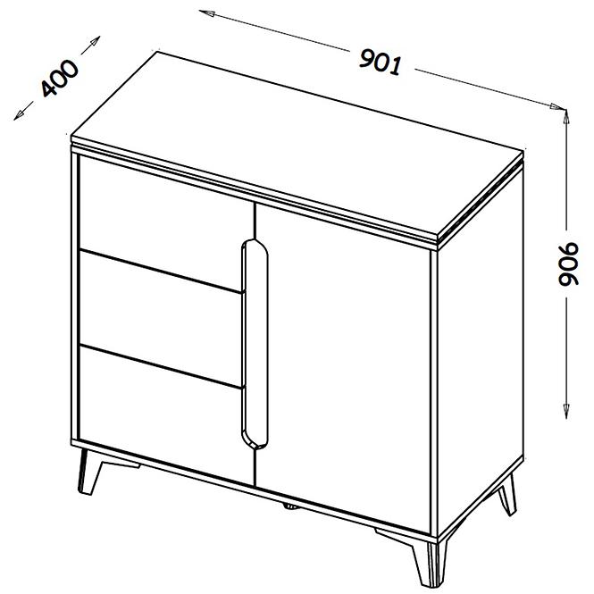 Komoda Gappa 1d3s Horský popol/brilantná biela,2