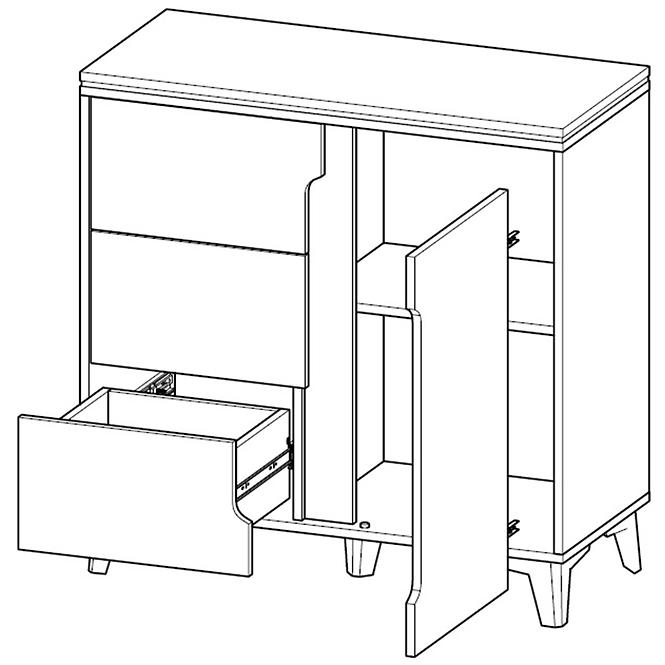 Komoda Gappa 1d3s Horský popol/brilantná biela,3