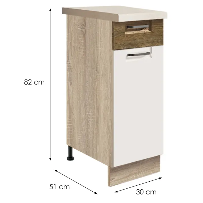 Skrinka do kuchyne Favorit 1d Sonoma/White+Ribbeck,2