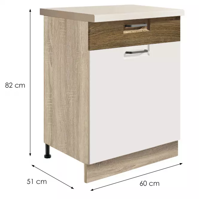 Skrinka do kuchyne Favorit 5d Sonoma/White+Ribbeck