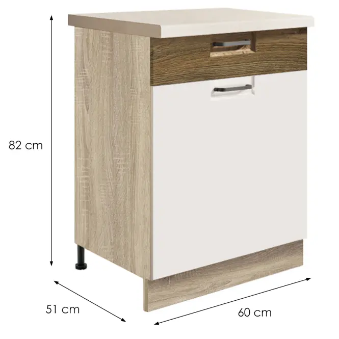 Skrinka do kuchyne Favorit 5d Sonoma/White+Ribbeck,2
