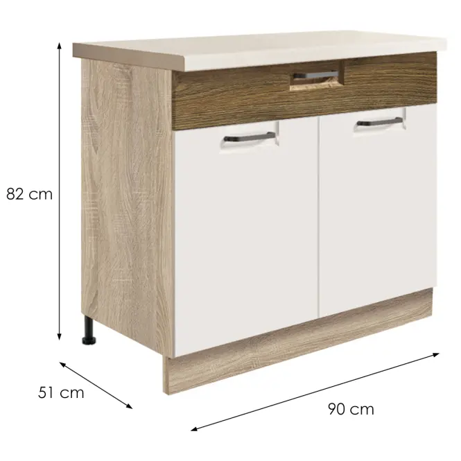 Skrinka do kuchyne Favorit 7d Sonoma/White+Ribbeck,2