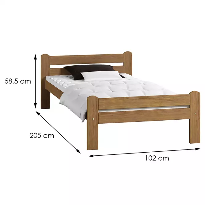 Posteľ  Dorota 90x200 Dub Bez Roštu