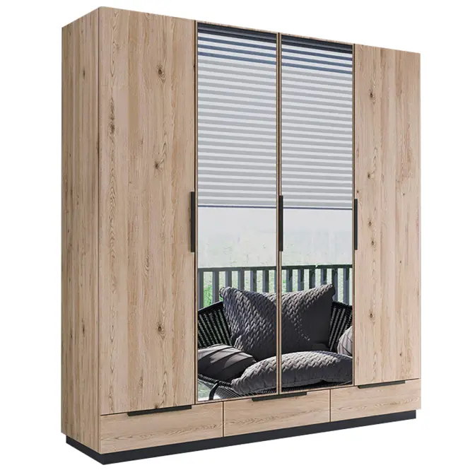 Skriňa Roksana 203 cm so zrkadlom – artisan, štvordverová, zásuvky