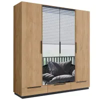Skriňa Roksana 203 cm so zrkadlom – craft zlatý, štvordverová, zásuvky
