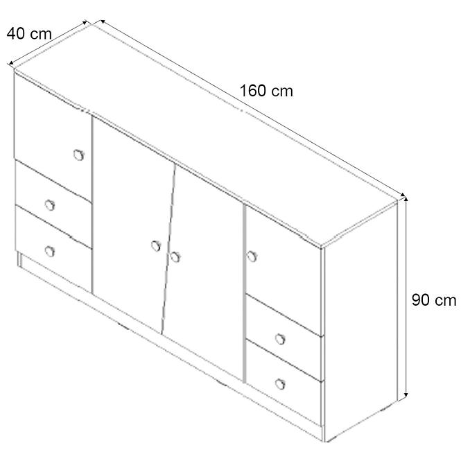 Komoda Nero 06 160 – Čierna Lesk,2