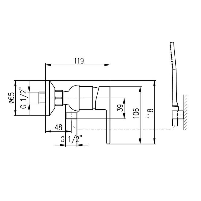 Batéria sprchová Rav-Slezak Vltava chróm/biela VT481.5/1CB