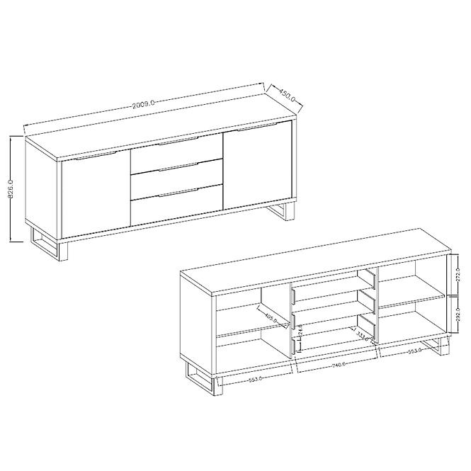 Komoda 2d 3s Halle 25 Dub Wotan