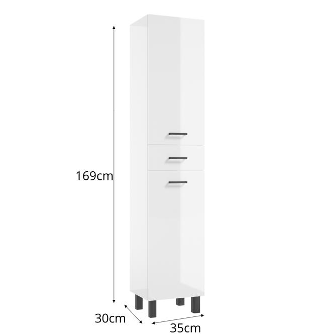 Vysoká skrinka do kúpeľne  NOVELTY C35 2D1S biely