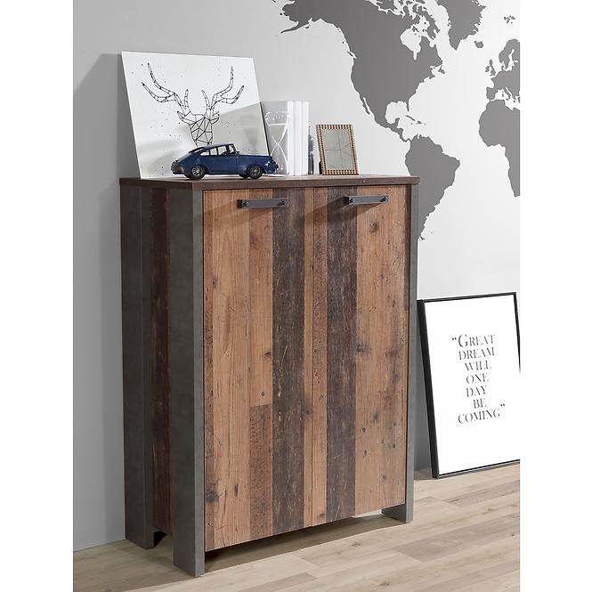 Komoda Symmach 2D old-wood vinteage/betón 042025