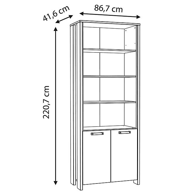 Regál Symmach 3P2D Old-Wood Vinteage/betón,5