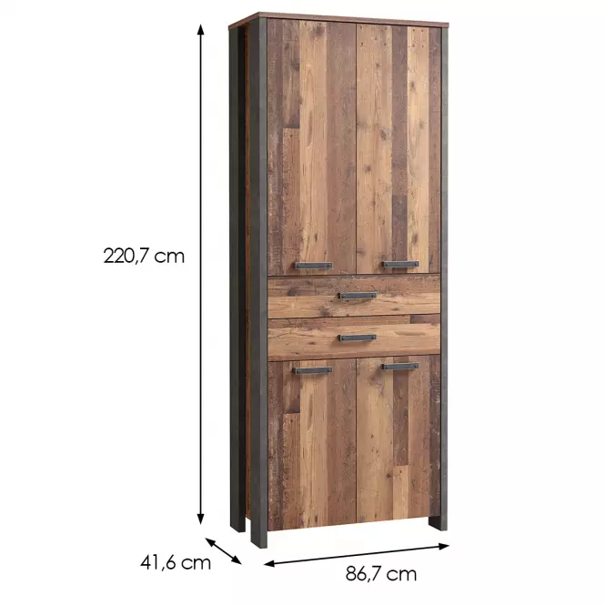 Skriňa Symmach 2S4D old-wood vinteage/betón
