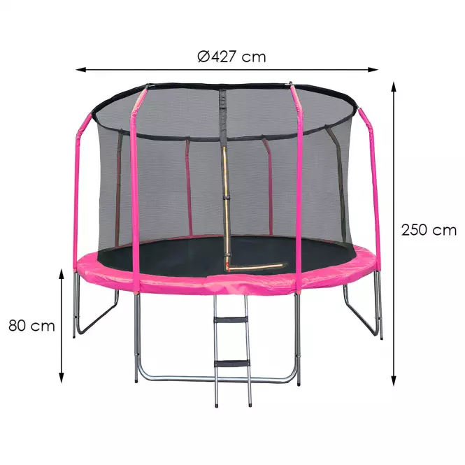 Trampolína COMFORT s rebríkom 427cm ružová