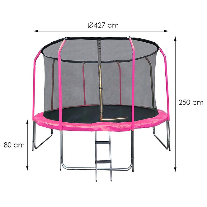 Trampolína COMFORT s rebríkom 427cm ružová