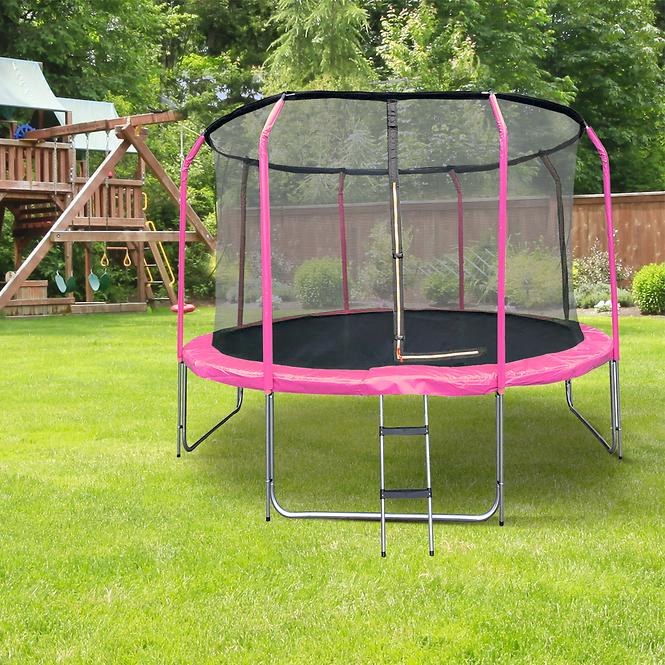 Trampolína COMFORT s rebríkom 427cm ružová