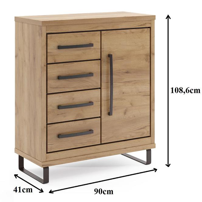 Komoda Capri C03 zlatý craft,2