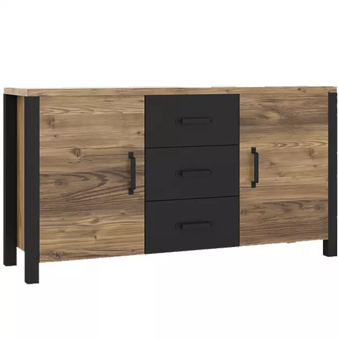 Komoda OLIN 26 smrek appenzeller / čierna