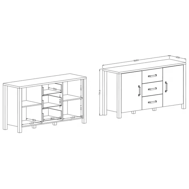 Komoda OLIN 26 smrek appenzeller / čierna,4