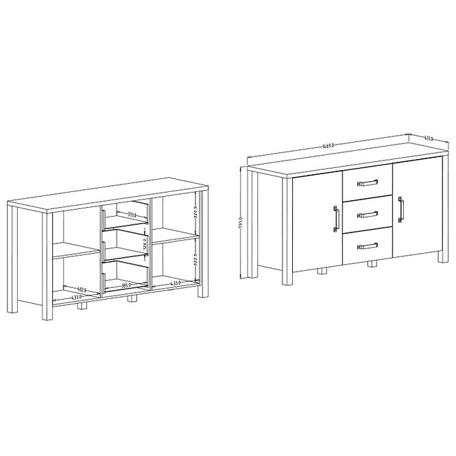 Komoda OLIN 26 smrek appenzeller / čierna,4