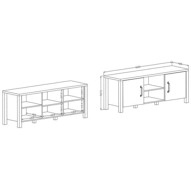 TV stolík OLIN 41 smrek appenzeller / čierna,2