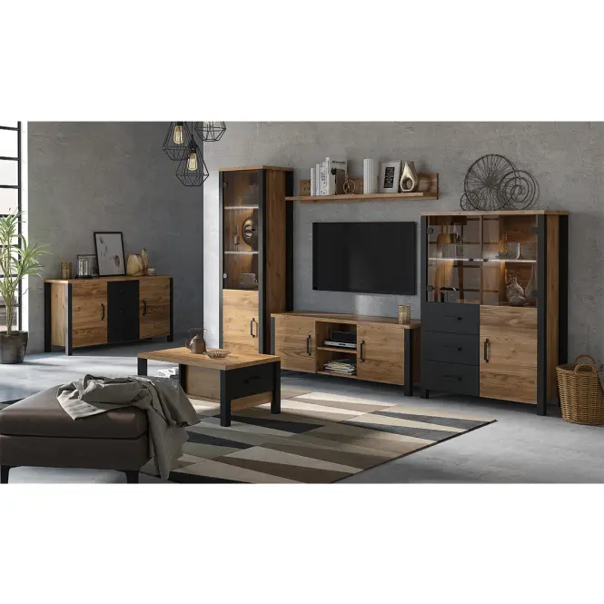 TV stolík OLIN 41 smrek appenzeller / čierna,5