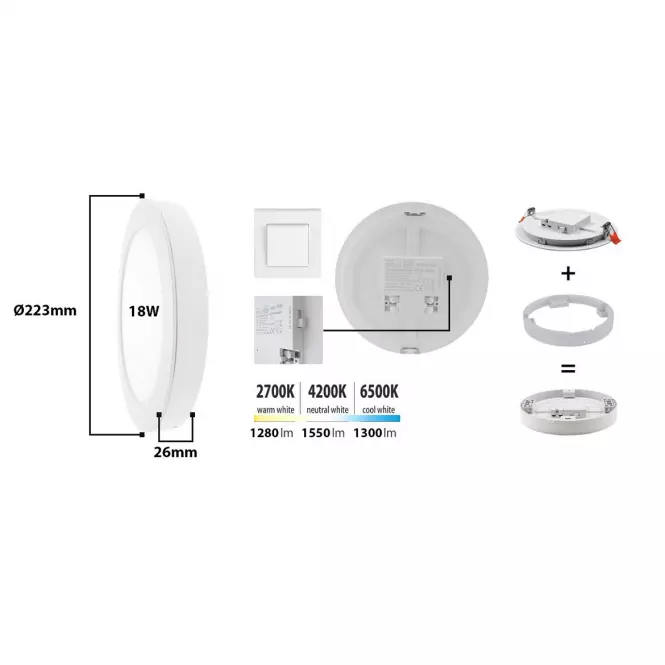Panel LED SLIM TR SH 304 18W Light 5 in 1