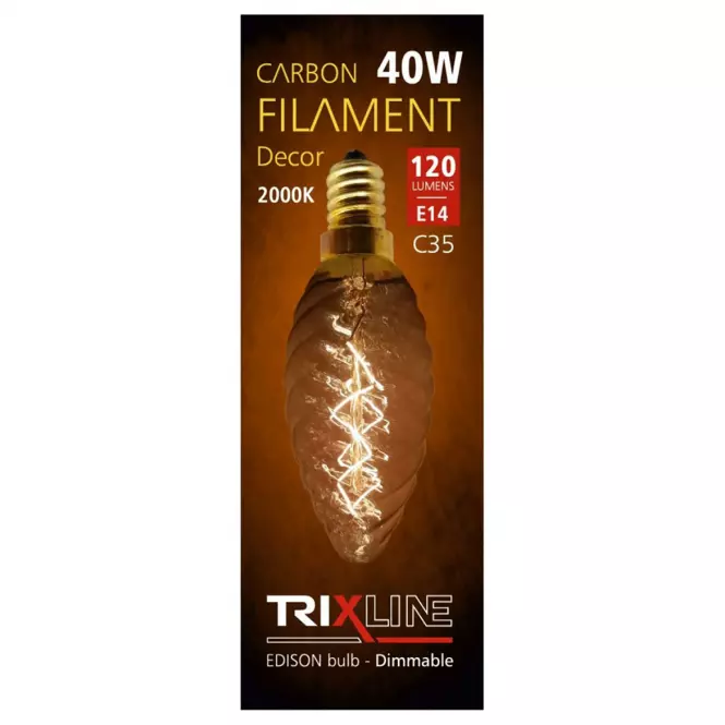Žiarovka Carbon Decor C35-T E14 40W TRIXLINE,2