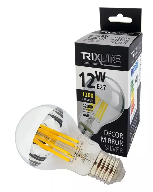 Žiarovka FL LED A60 12W E27 4200K Half Silver,3