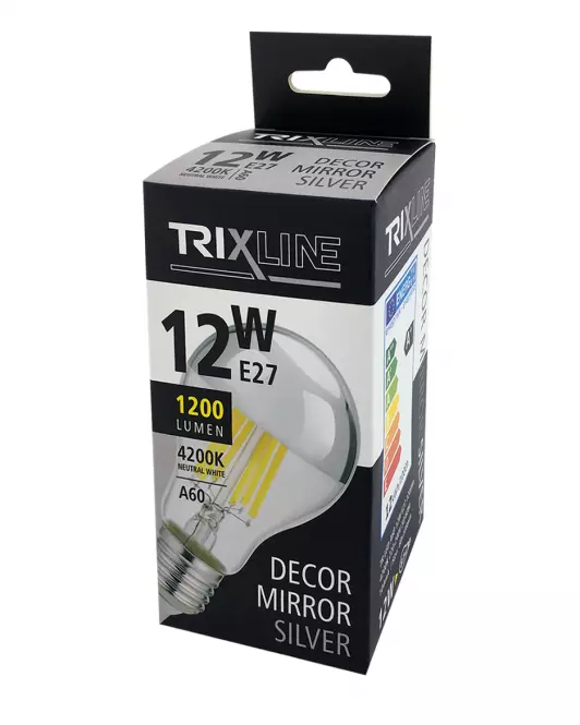 Žiarovka FL LED A60 12W E27 4200K Half Silver,4