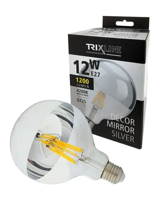Žiarovka FL LED G125 12W E27 4200K Half Silver,3