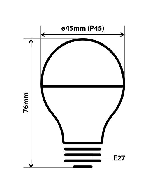 Žiarovka FL LED P45 5W E27 4200K Half Amber