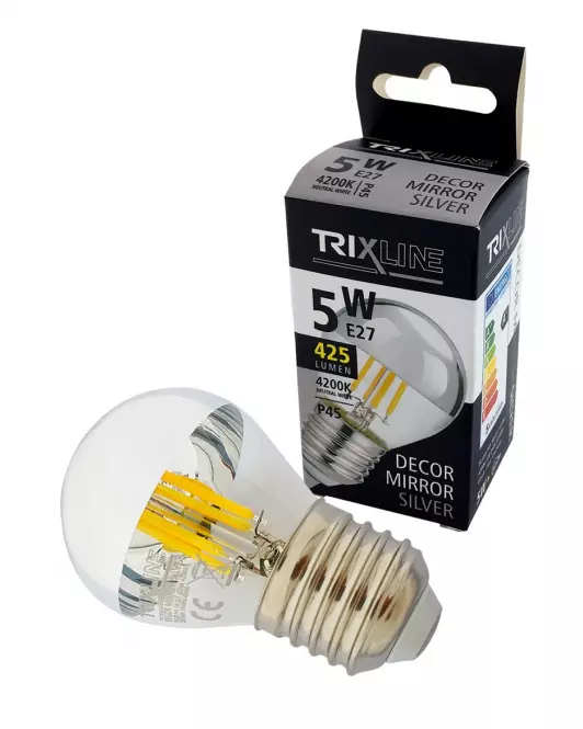Žiarovka FL LED P45 5W E27 4200K Half Silver,3